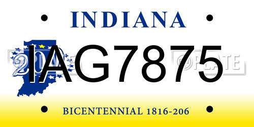 IAG7875 Indiana License Plate