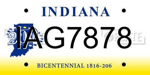 IAG7878 Indiana License Plate