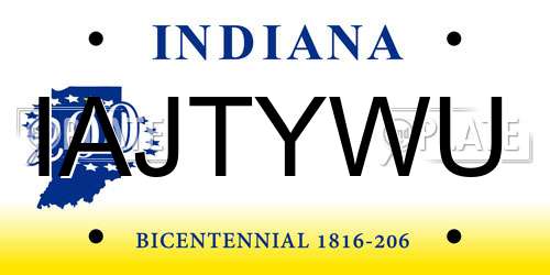 IAJTYWU Indiana License Plate