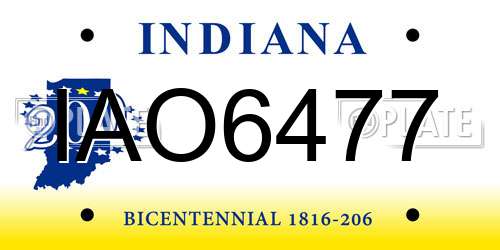 IAO6477 Indiana License Plate