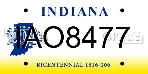 IAO8477 Indiana License Plate