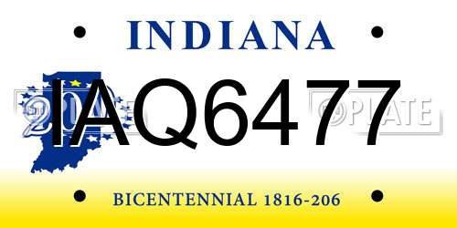 IAQ6477 Indiana License Plate
