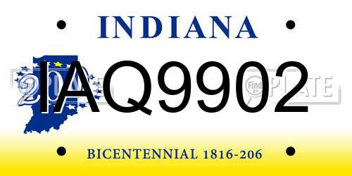IAQ9902 Indiana License Plate