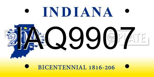 IAQ9907 Indiana License Plate