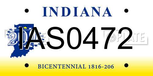 IAS0472 Indiana License Plate