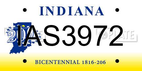 IAS3972 Indiana License Plate