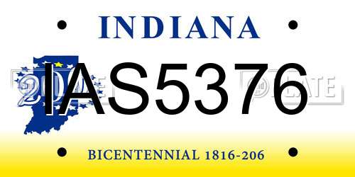 IAS5376 Indiana License Plate