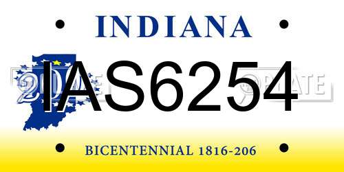 IAS6254 Indiana License Plate
