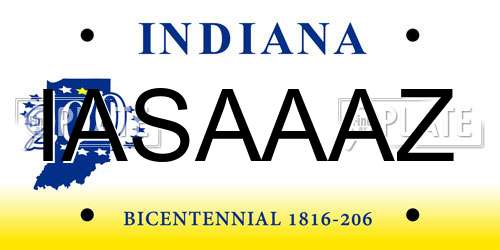 IASAAAZ Indiana License Plate