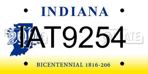 IAT9254 Indiana License Plate