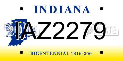 IAZ2279 Indiana License Plate