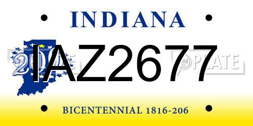 IAZ2677 Indiana License Plate