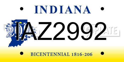 IAZ2992 Indiana License Plate