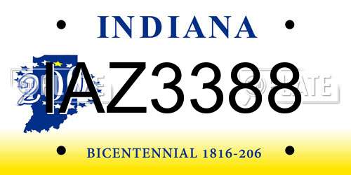 IAZ3388 Indiana License Plate