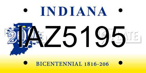 IAZ5195 Indiana License Plate