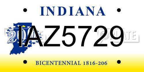 IAZ5729 Indiana License Plate
