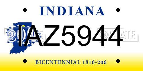 IAZ5944 Indiana License Plate
