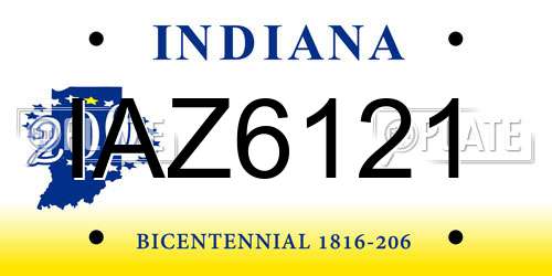 IAZ6121 Indiana License Plate
