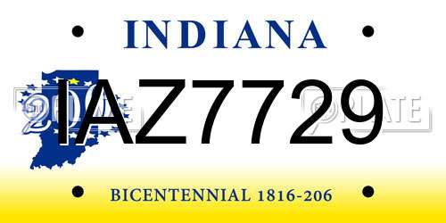 IAZ7729 Indiana License Plate