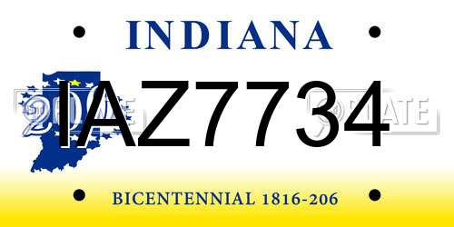IAZ7734 Indiana License Plate
