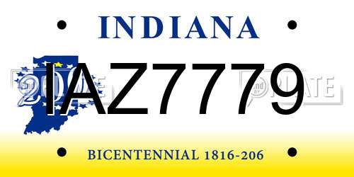 IAZ7779 Indiana License Plate