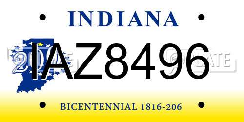 IAZ8496 Indiana License Plate