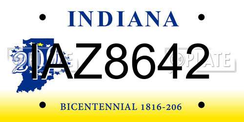 IAZ8642 Indiana License Plate