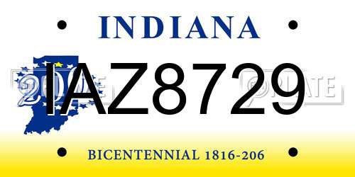 IAZ8729 Indiana License Plate