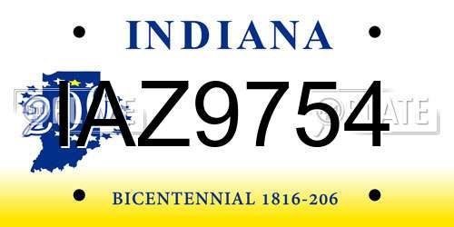 IAZ9754 Indiana License Plate