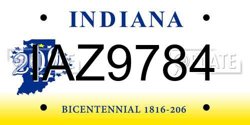 IAZ9784 Indiana License Plate