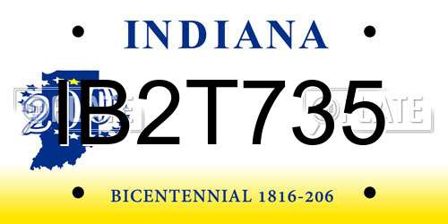 IB2T735 Indiana License Plate