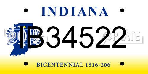 IB34522 Indiana License Plate