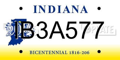 IB3A577 Indiana License Plate
