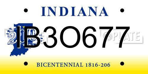 IB3O677 Indiana License Plate