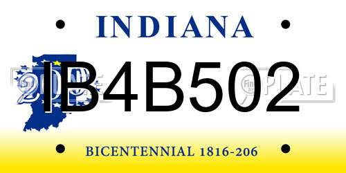 IB4B502 Indiana License Plate
