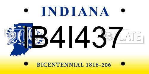 IB4I437 Indiana License Plate