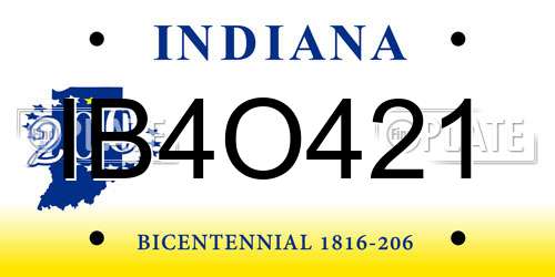 IB4O421 Indiana License Plate