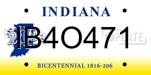IB4O471 Indiana License Plate