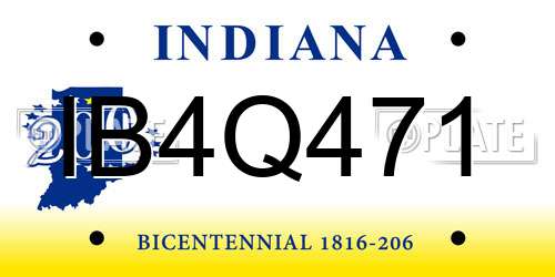 IB4Q471 Indiana License Plate