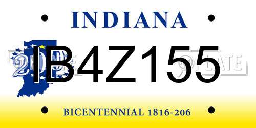 IB4Z155 Indiana License Plate