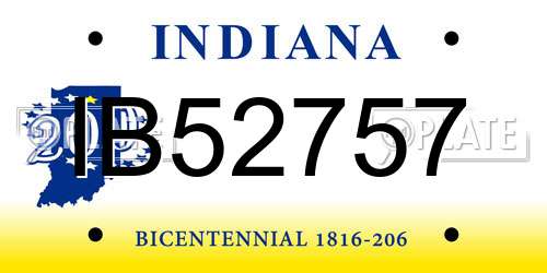 IB52757 Indiana License Plate