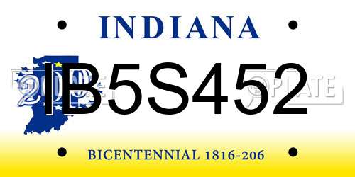 IB5S452 Indiana License Plate