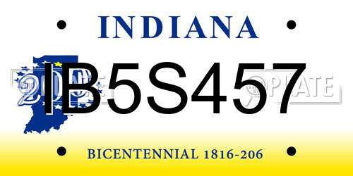 IB5S457 Indiana License Plate