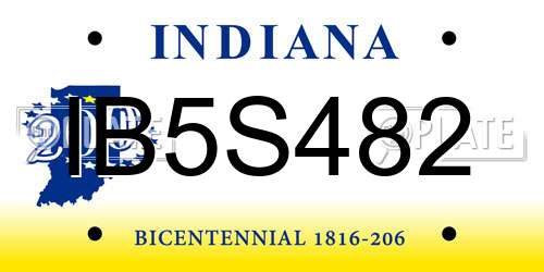 IB5S482 Indiana License Plate
