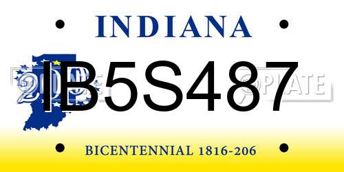 IB5S487 Indiana License Plate