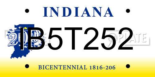 IB5T252 Indiana License Plate