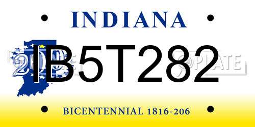 IB5T282 Indiana License Plate