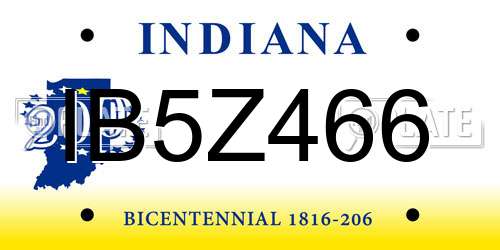 IB5Z466 Indiana License Plate
