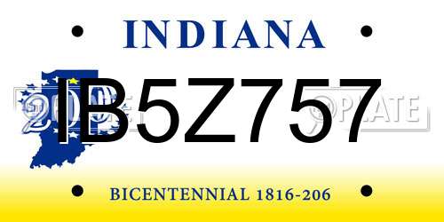IB5Z757 Indiana License Plate