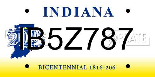 IB5Z787 Indiana License Plate